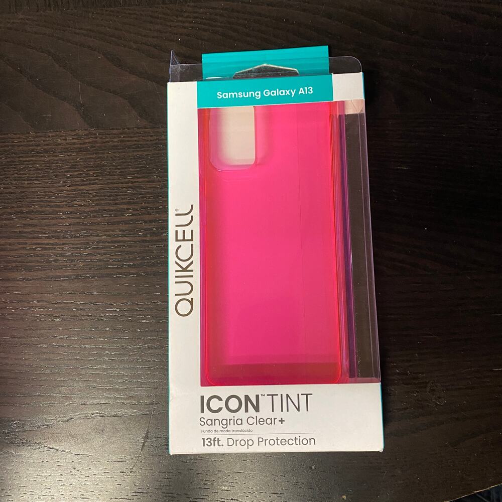 New Quikcell Galaxy A13 Icon Tint Sangria Clear+ 13 ft Drop Phone Case Pink
